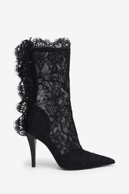 Freya Lace Ankle Boots - Black