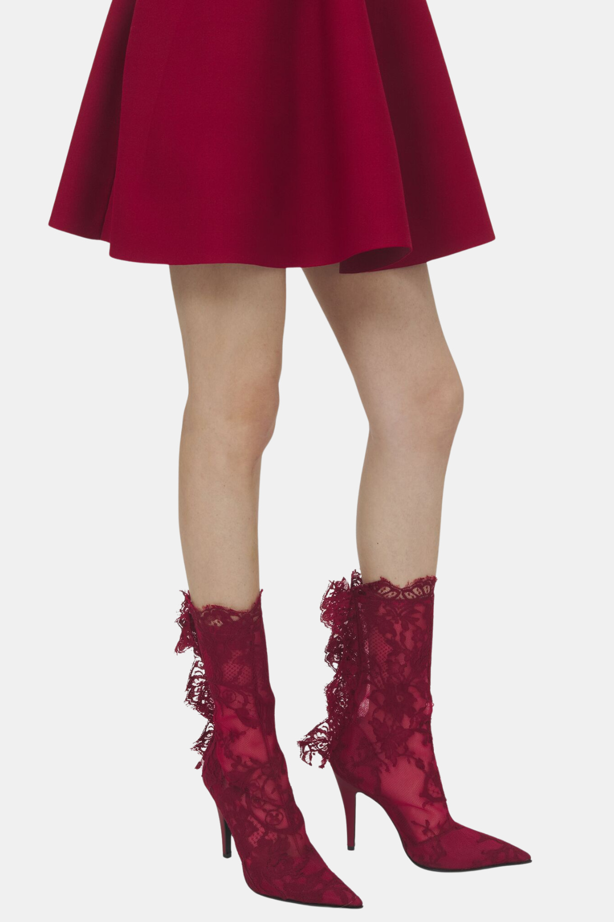 Charlotte Lace Ankle Boots - Red