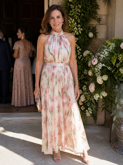 ARVELYNE™  | Halter Neck Floral Midi Dress