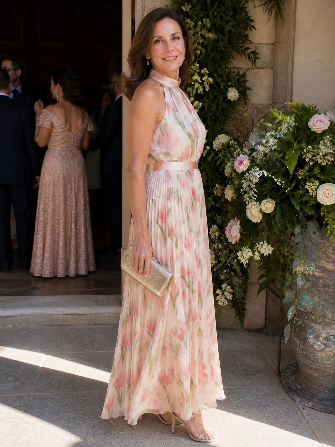 ARVELYNE™  | Halter Neck Floral Midi Dress