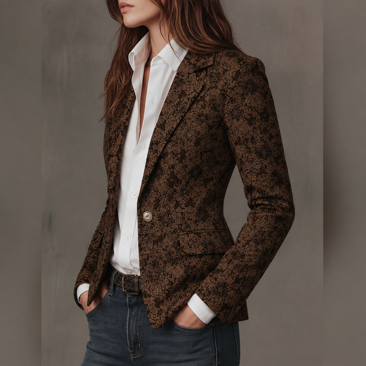 Fitted Women's Paisley Jacquard Blazer