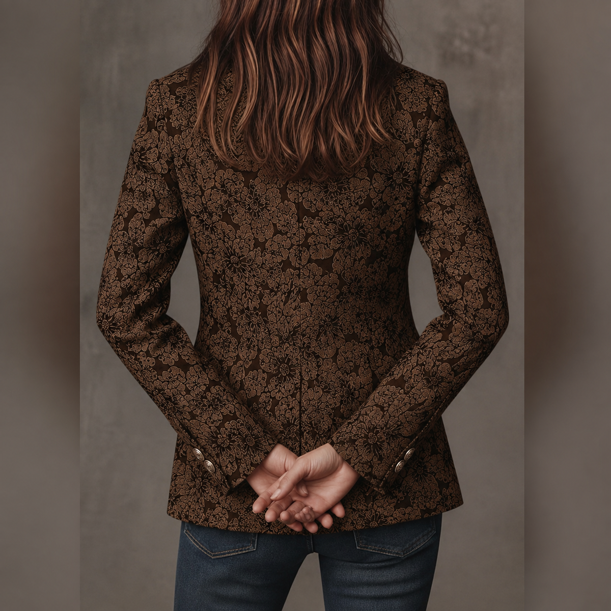 Fitted Women's Paisley Jacquard Blazer
