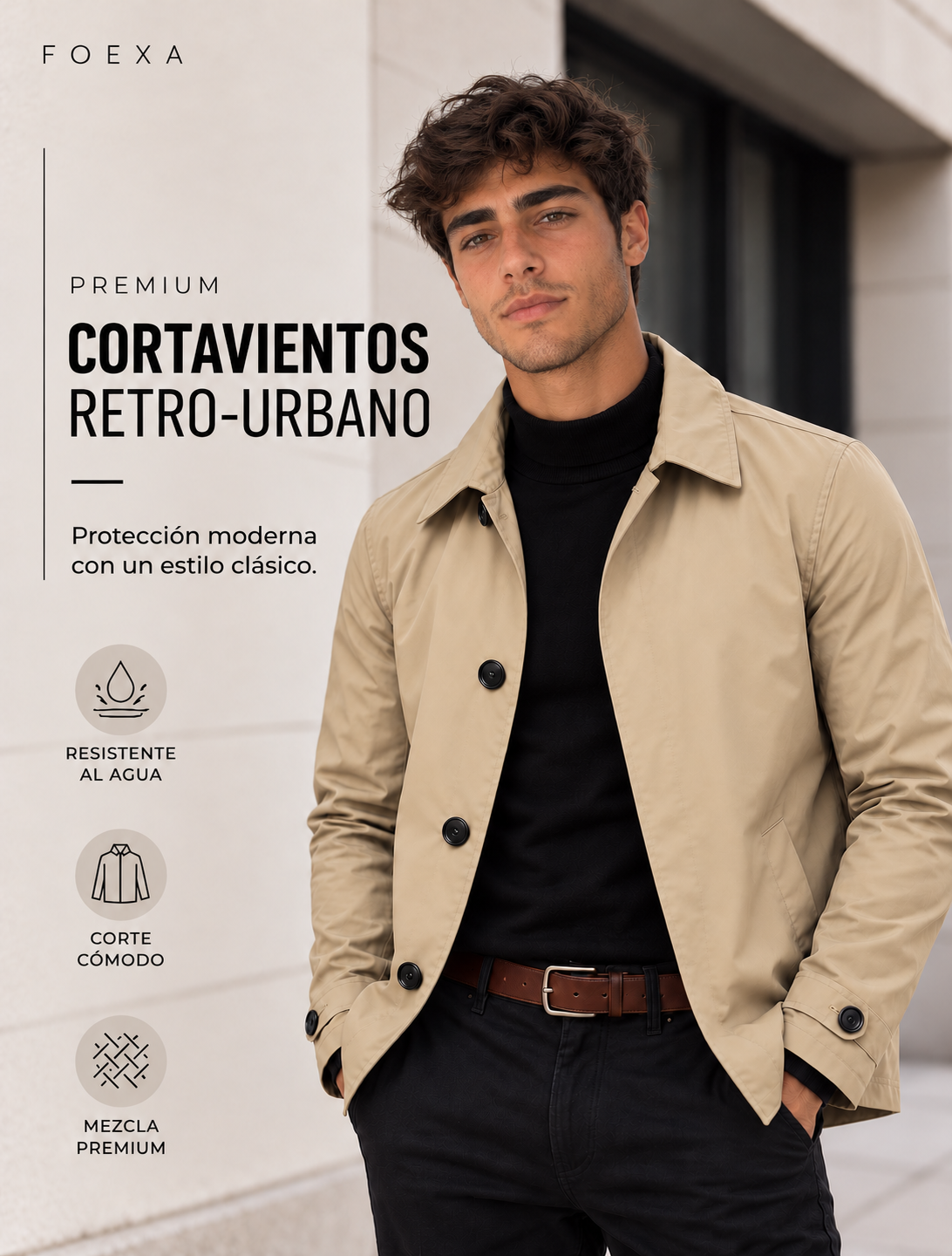 FOEXA | Cortavientos Impermeable Elegante para Hombre