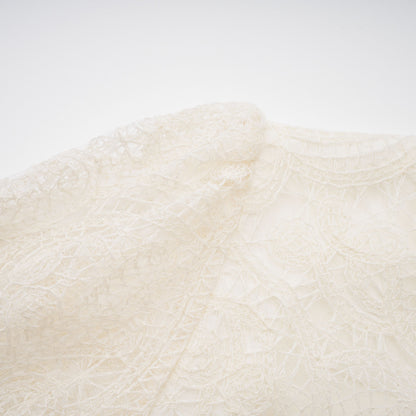 Eulalie Cream White Lace Blouse & Skirt Set