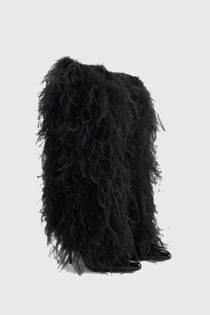 Harper Feather Knee-high Boots - Black