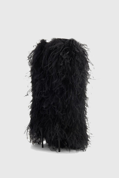 Harper Feather Knee-high Boots - Black