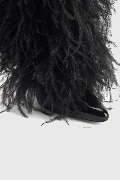 Harper Feather Knee-high Boots - Black