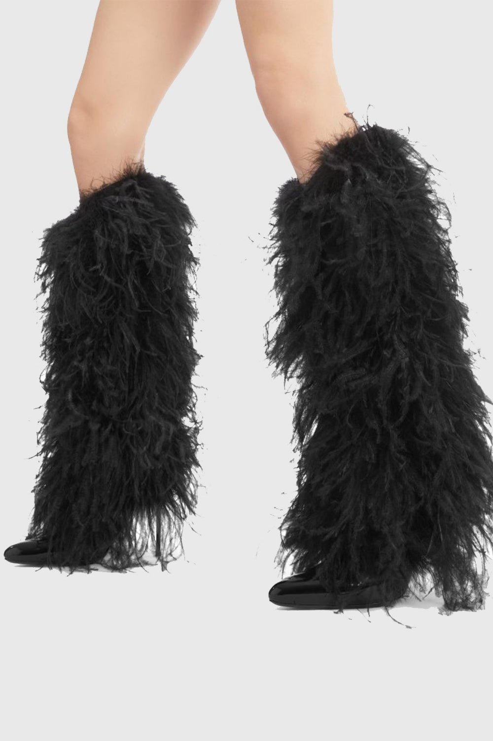 Harper Feather Knee-high Boots - Black
