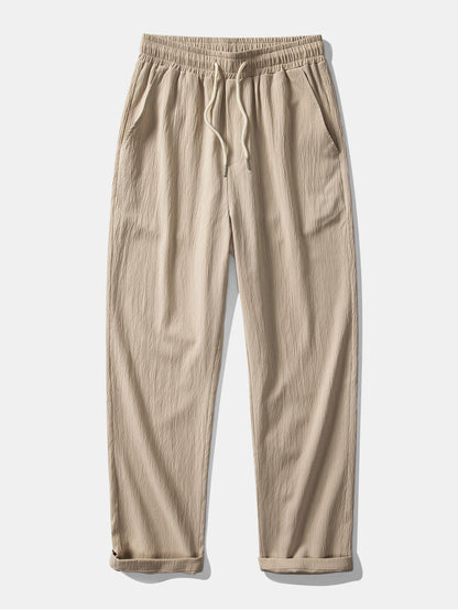 Geometry Rhombus Jacquard Button Up Shirt & Crinkle Textured Straight Leg Pants