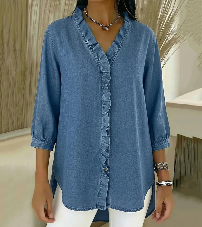 Abigail™ Elegant Denim Blouse