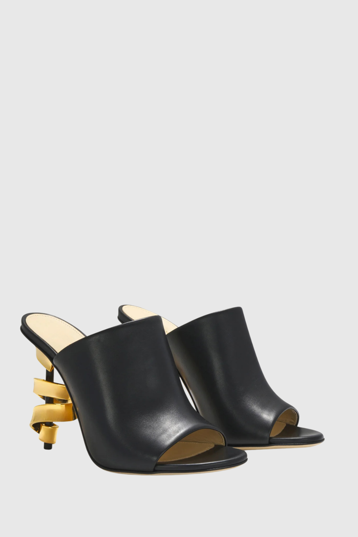 Lily Metal Spiral Mules - Black