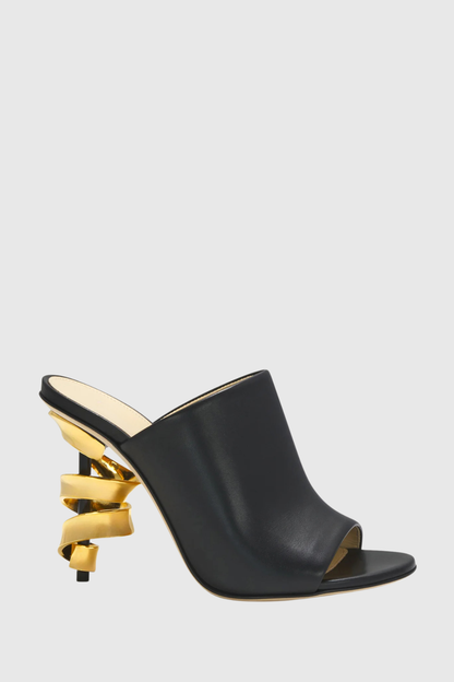 Lily Metal Spiral Mules - Black