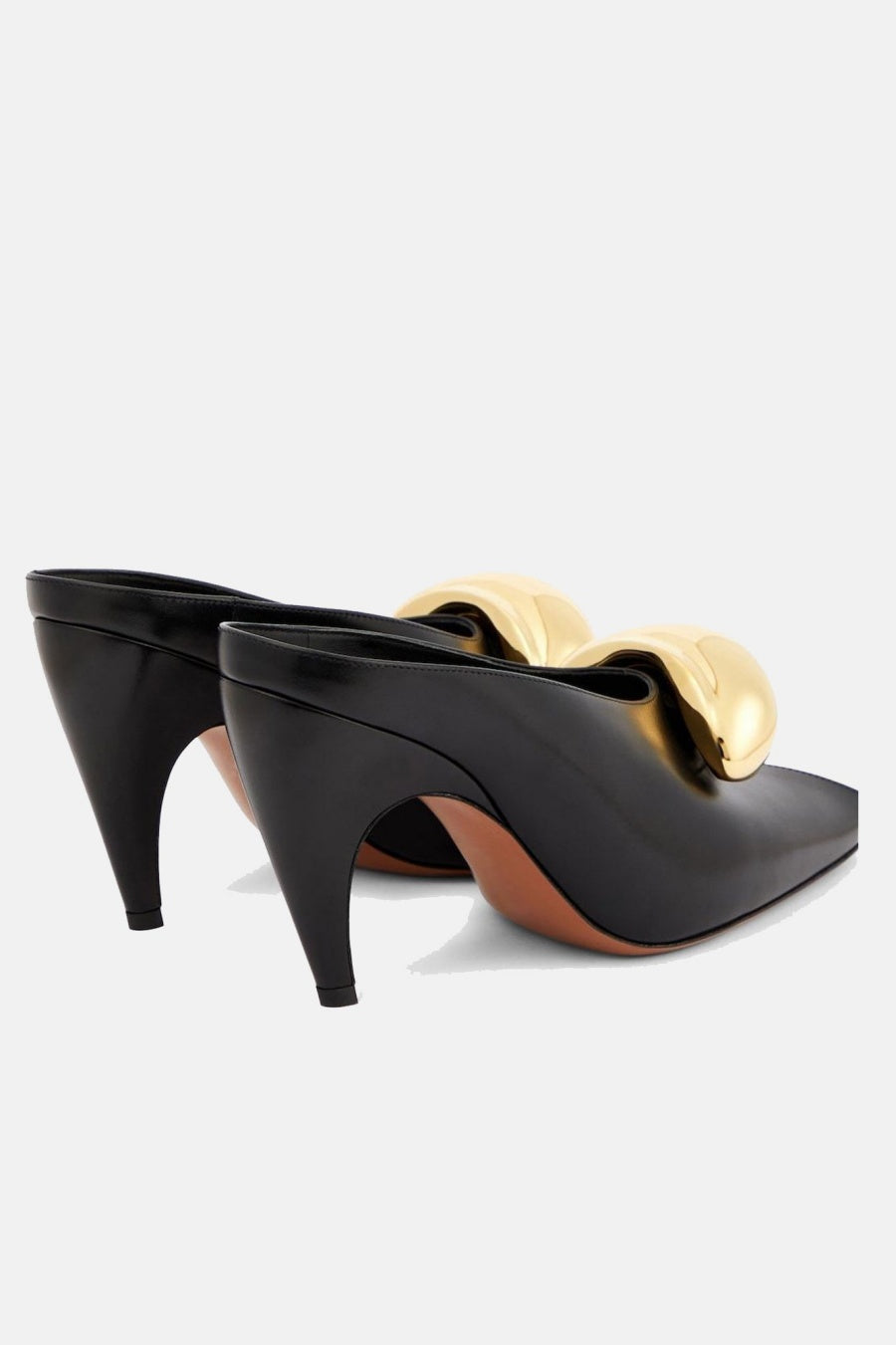 Eleanor Hardware Buckle Fish Mouth Leather Mules