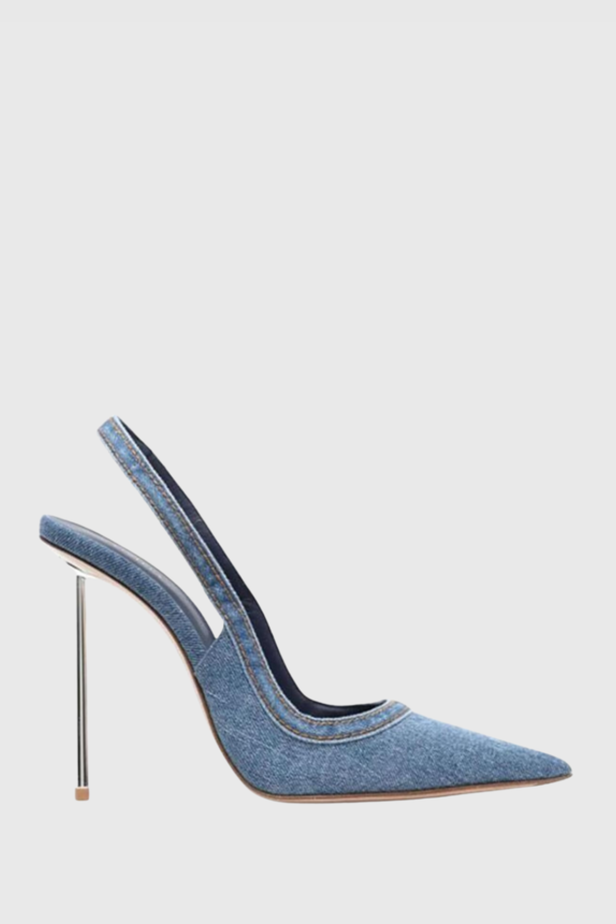 Ruby Denim Slingback Steel Heels
