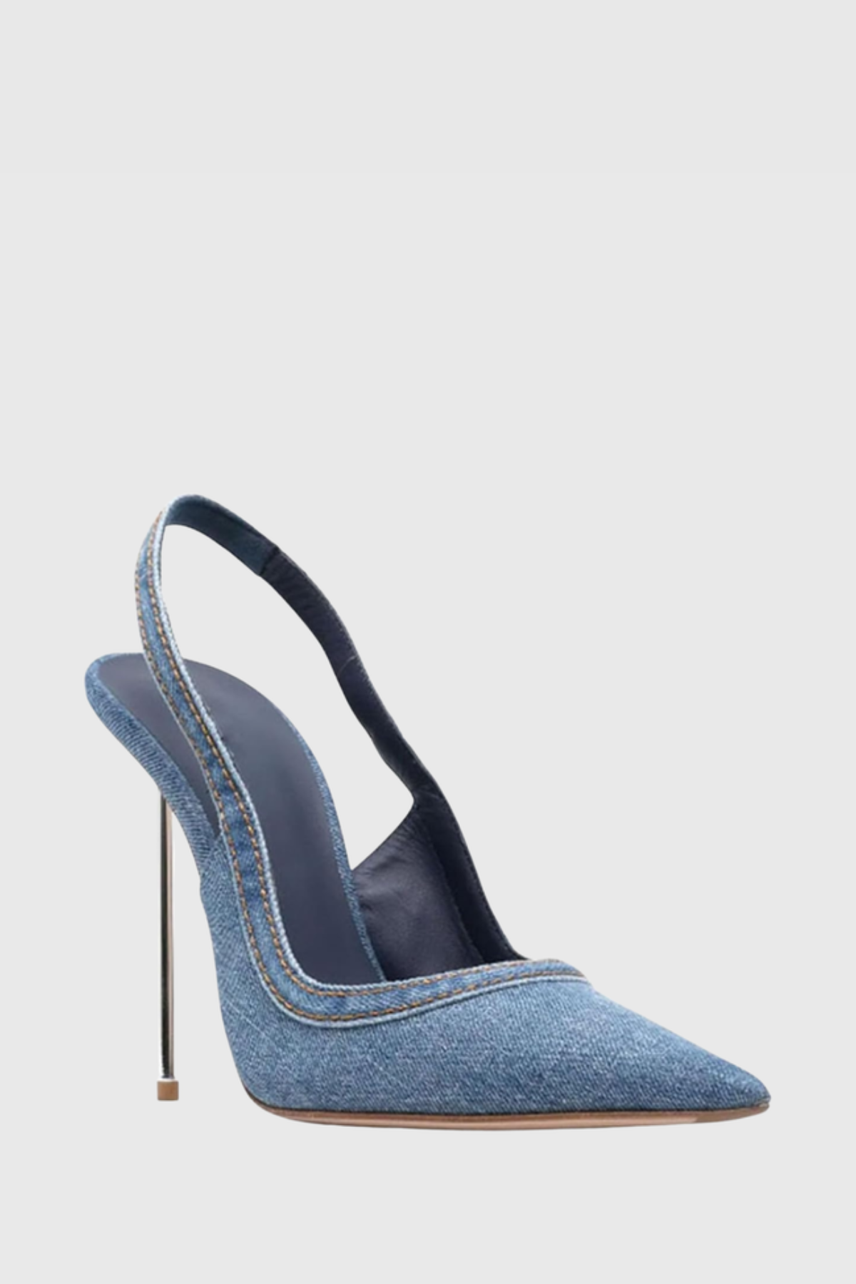 Ruby Denim Slingback Steel Heels