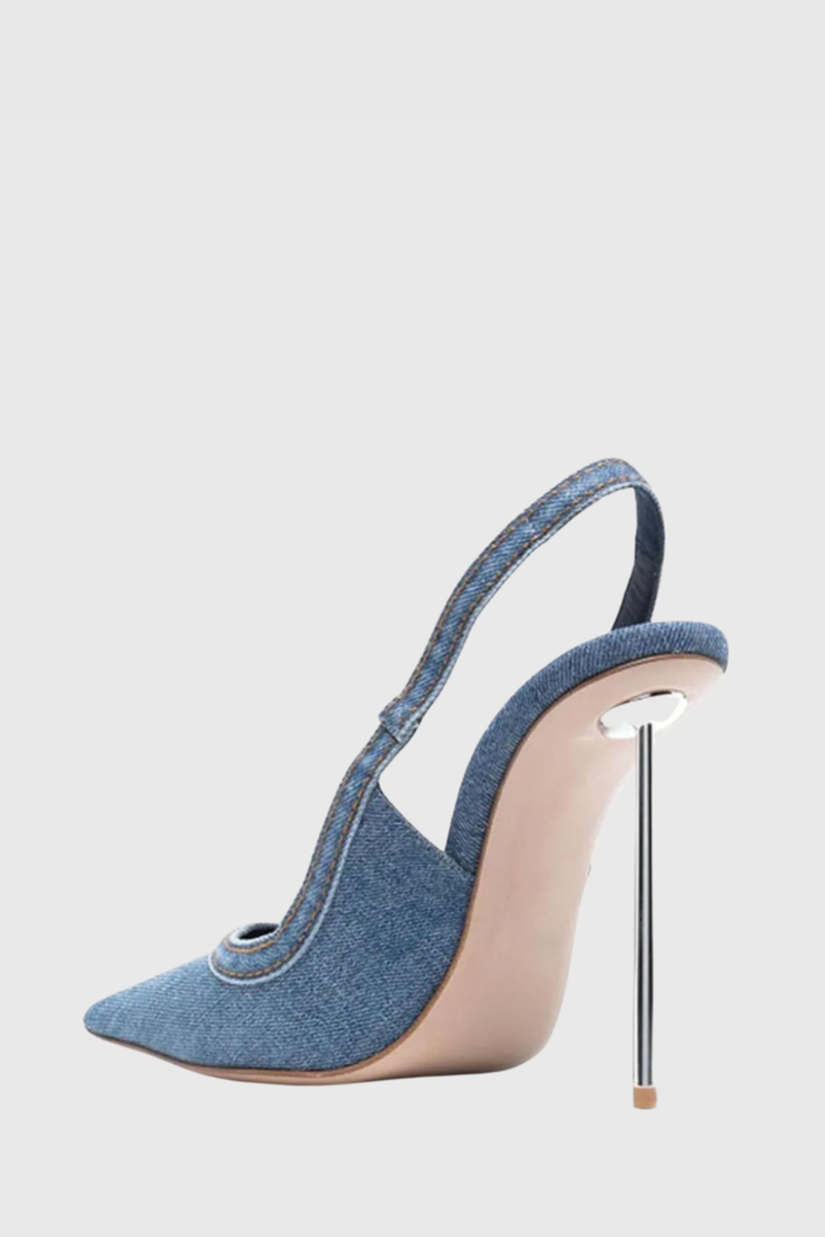 Ruby Denim Slingback Steel Heels