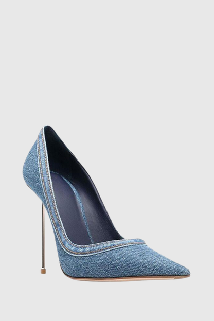 Ruby Denim Steel Stiletto Pumps
