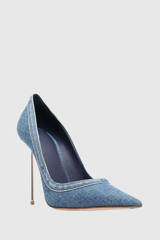 Ruby Denim Steel Stiletto Pumps