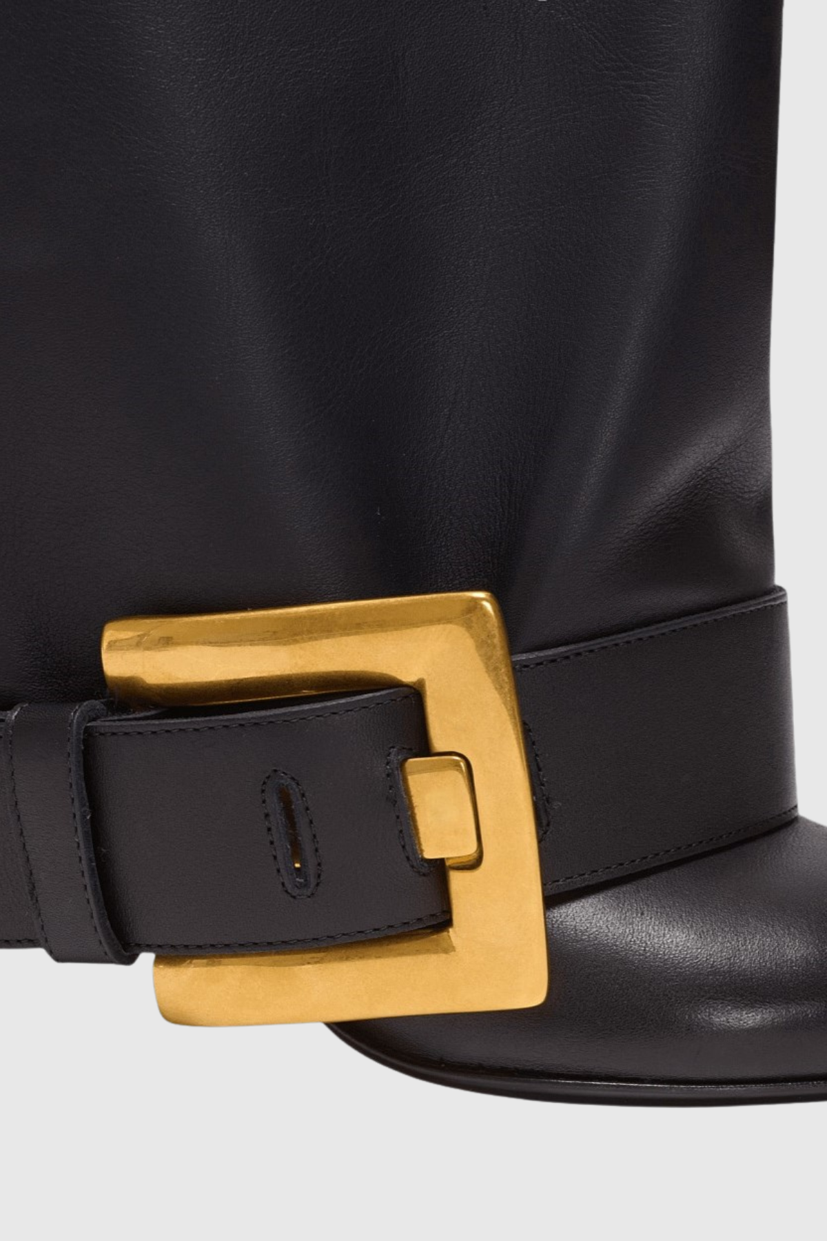 Lily Gold Buckle Knee Hight Boots - Black