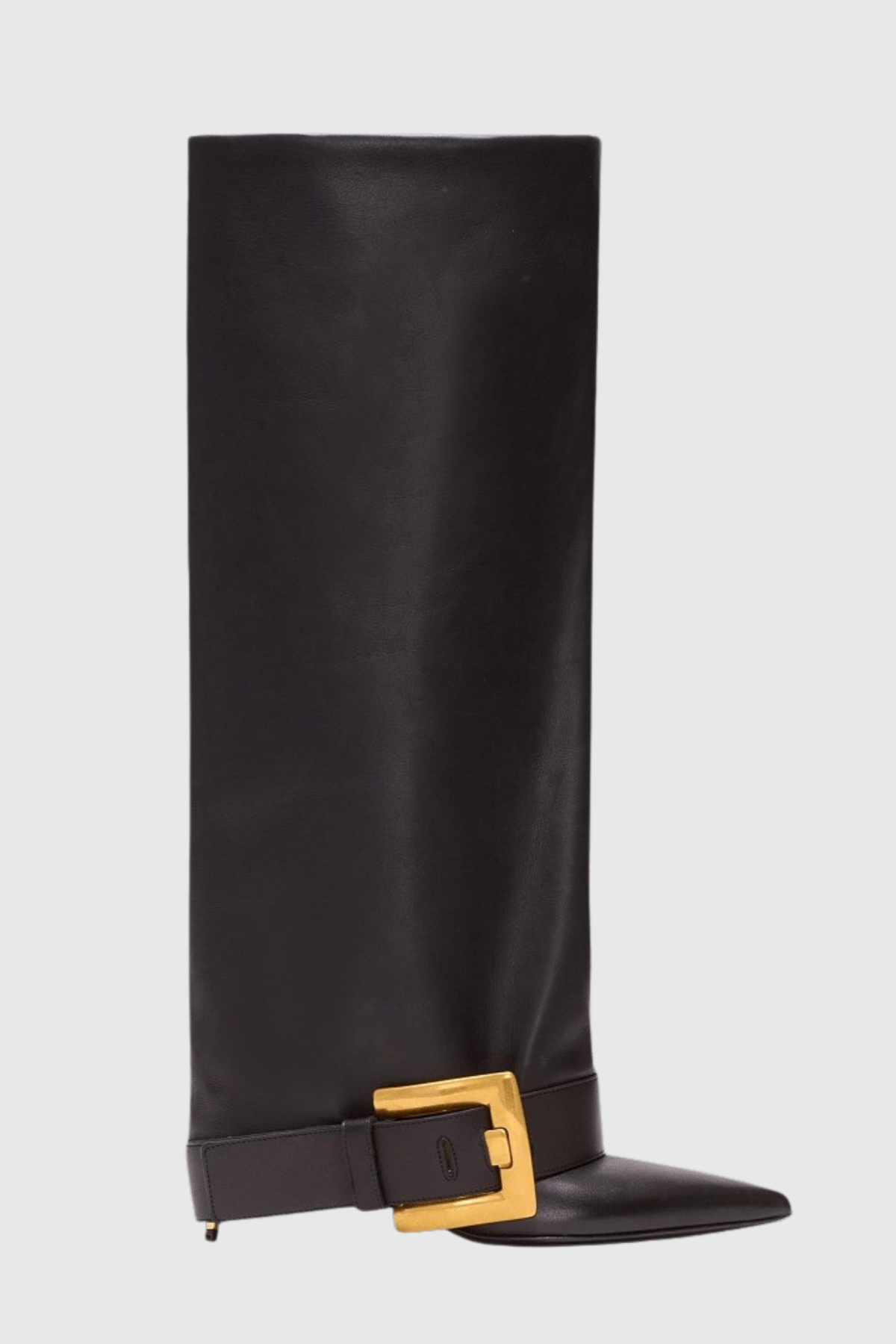 Lily Gold Buckle Knee Hight Boots - Black
