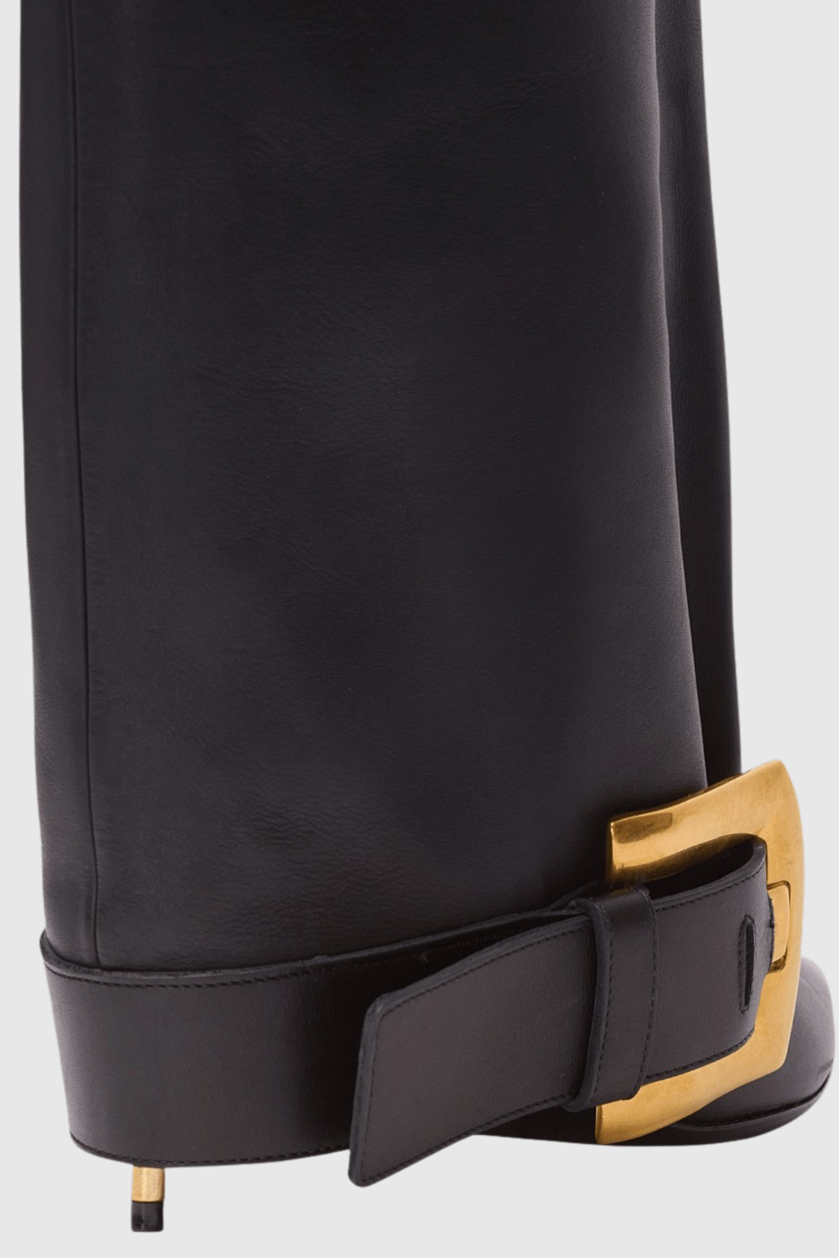 Lily Gold Buckle Knee Hight Boots - Black