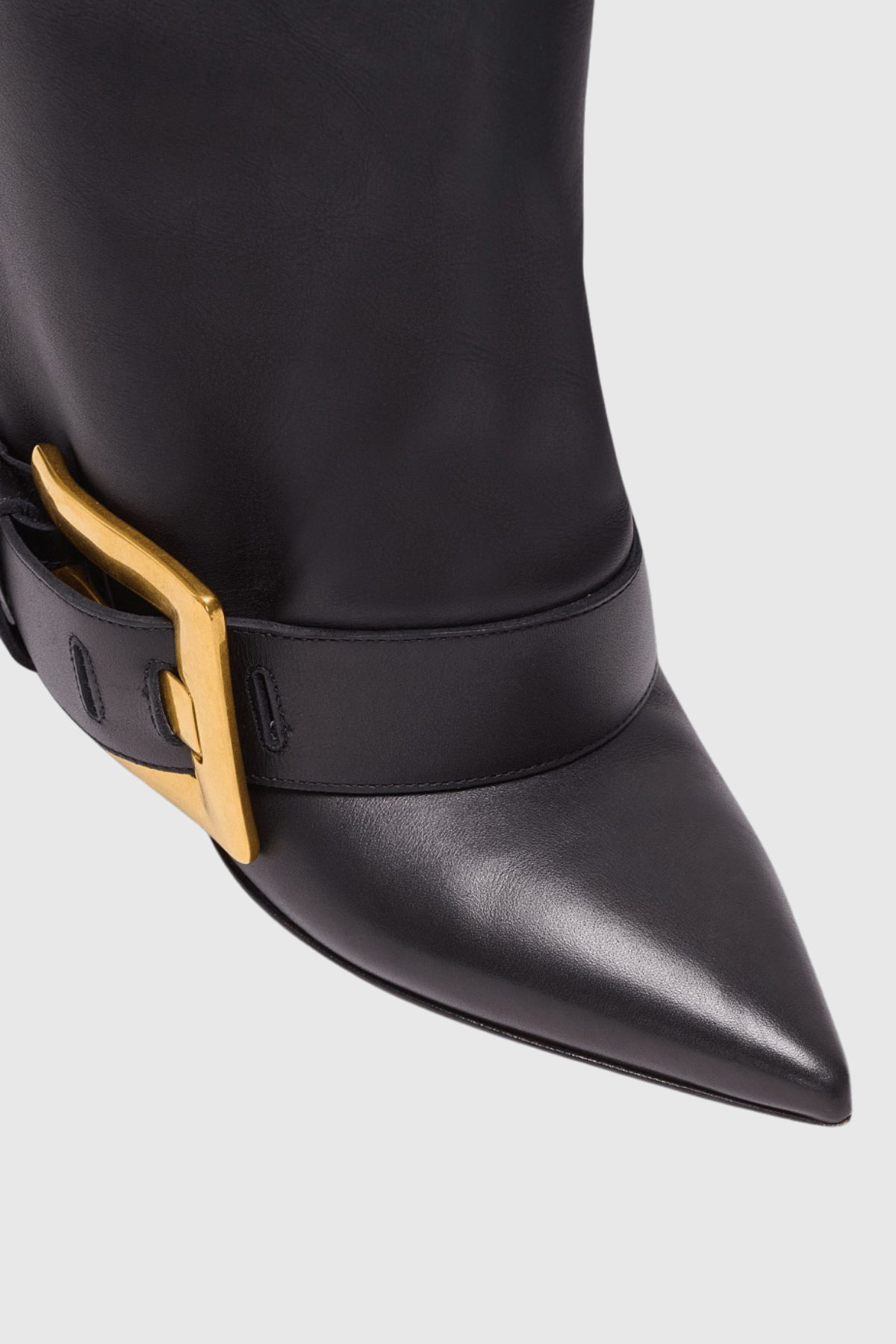 Lily Gold Buckle Knee Hight Boots - Black