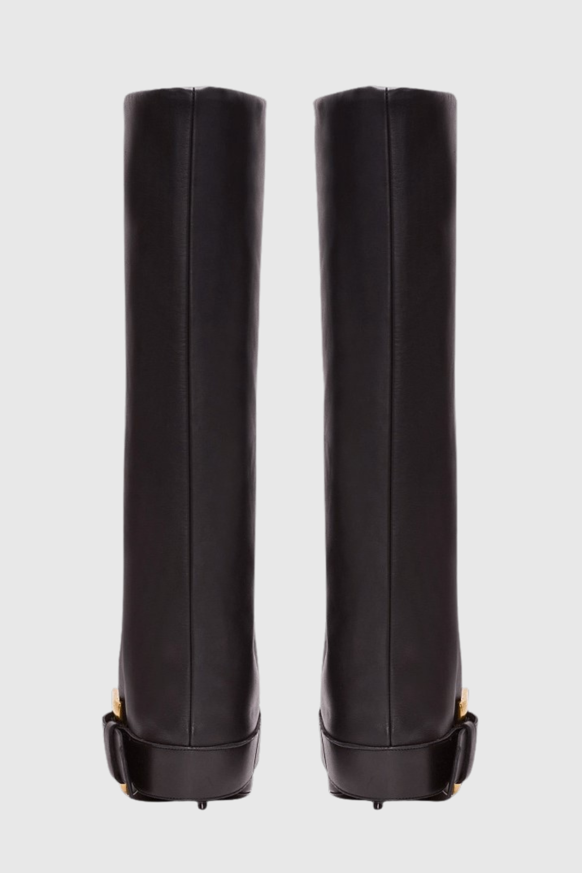 Lily Gold Buckle Knee Hight Boots - Black