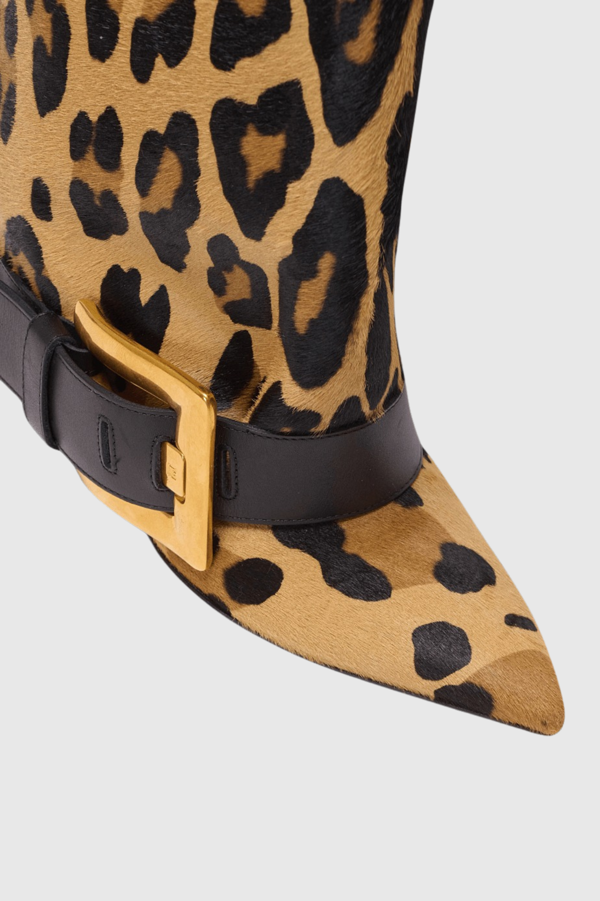 Ella Gold Buckle Knee Hight Boots - Leopard