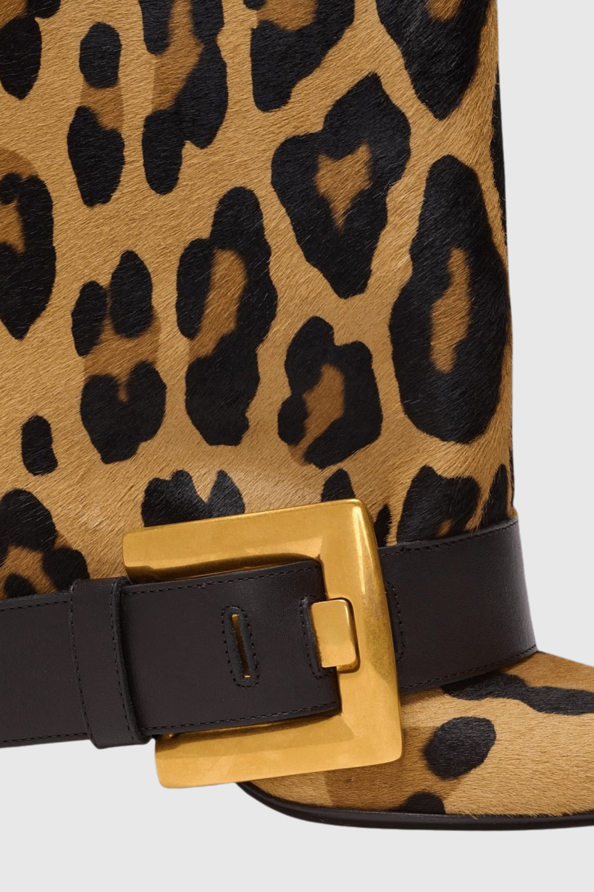 Ella Gold Buckle Knee Hight Boots - Leopard