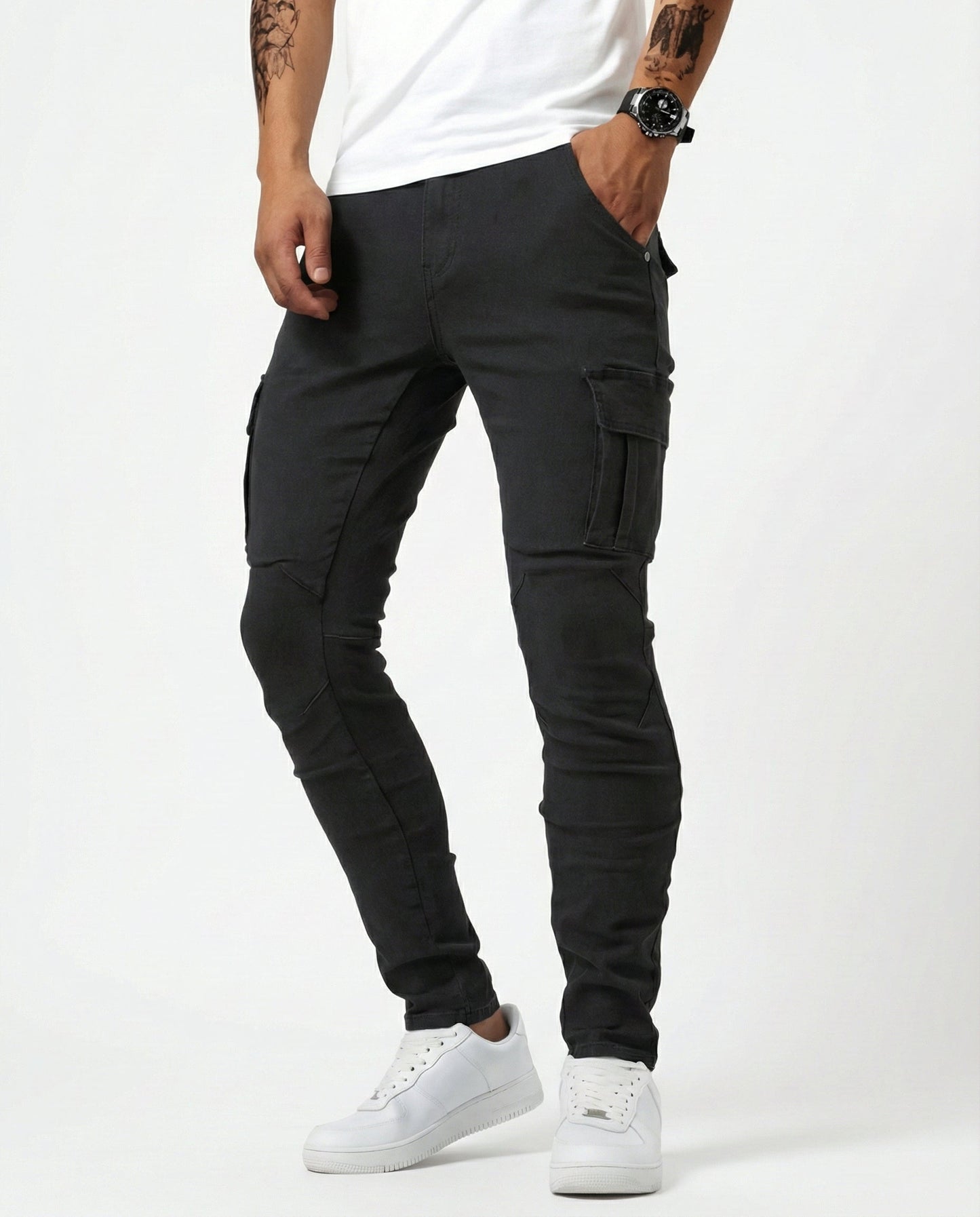 Men’s Navy Stretch Cargo Trousers