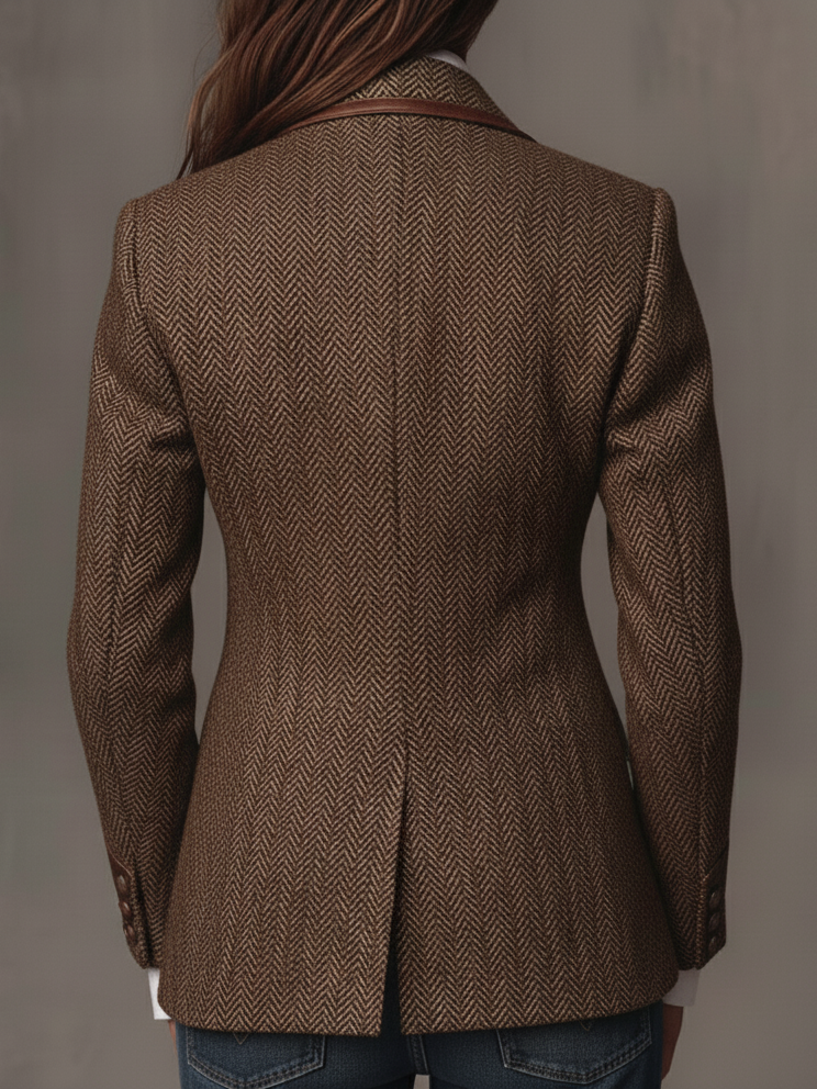 Women's Herringbone Blazer with Printed Panels