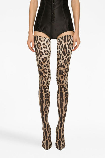 Eleanor Leopard Print Thigh-high Boots