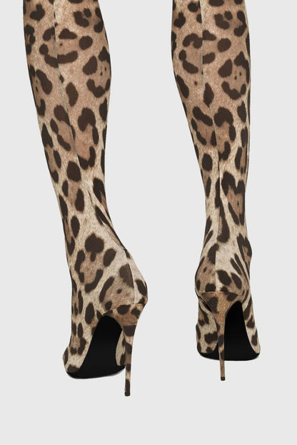 Eleanor Leopard Print Thigh-high Boots