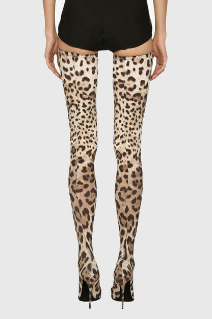 Eleanor Leopard Print Thigh-high Boots