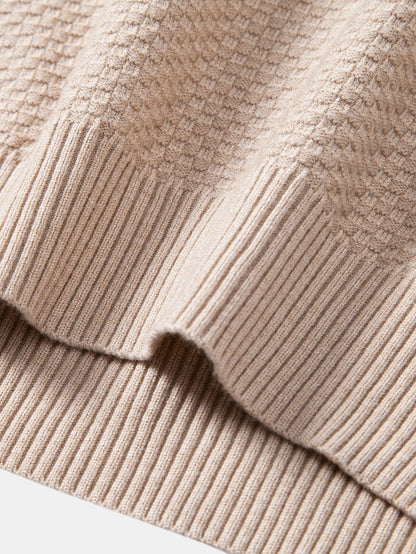 Checkerboard Textured Turtle Neck Sweater