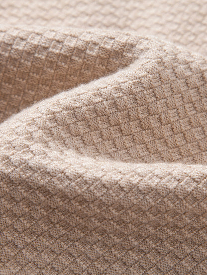 Checkerboard Textured Turtle Neck Sweater