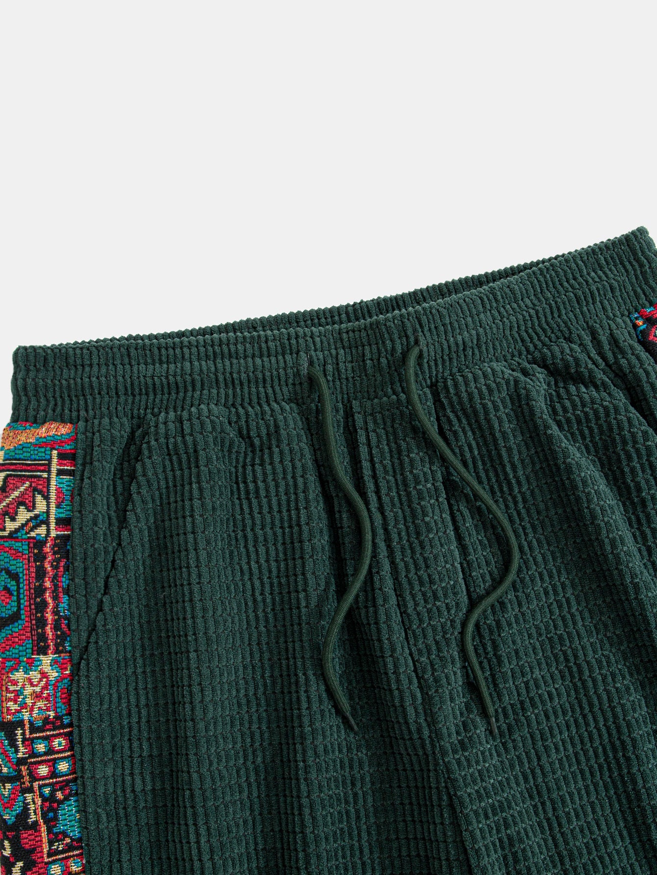 Ethnic Geometric Jacquard Patchwork Corduroy Pants