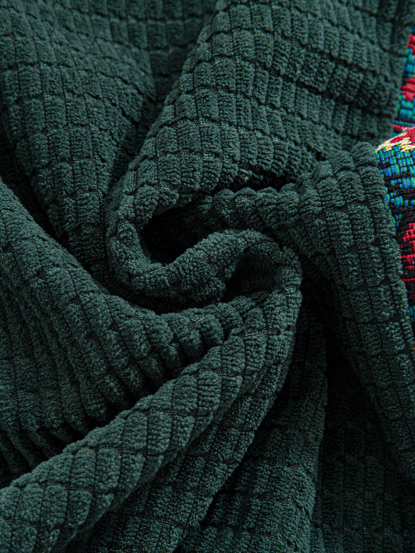 Ethnic Geometric Jacquard Patchwork Corduroy Pants