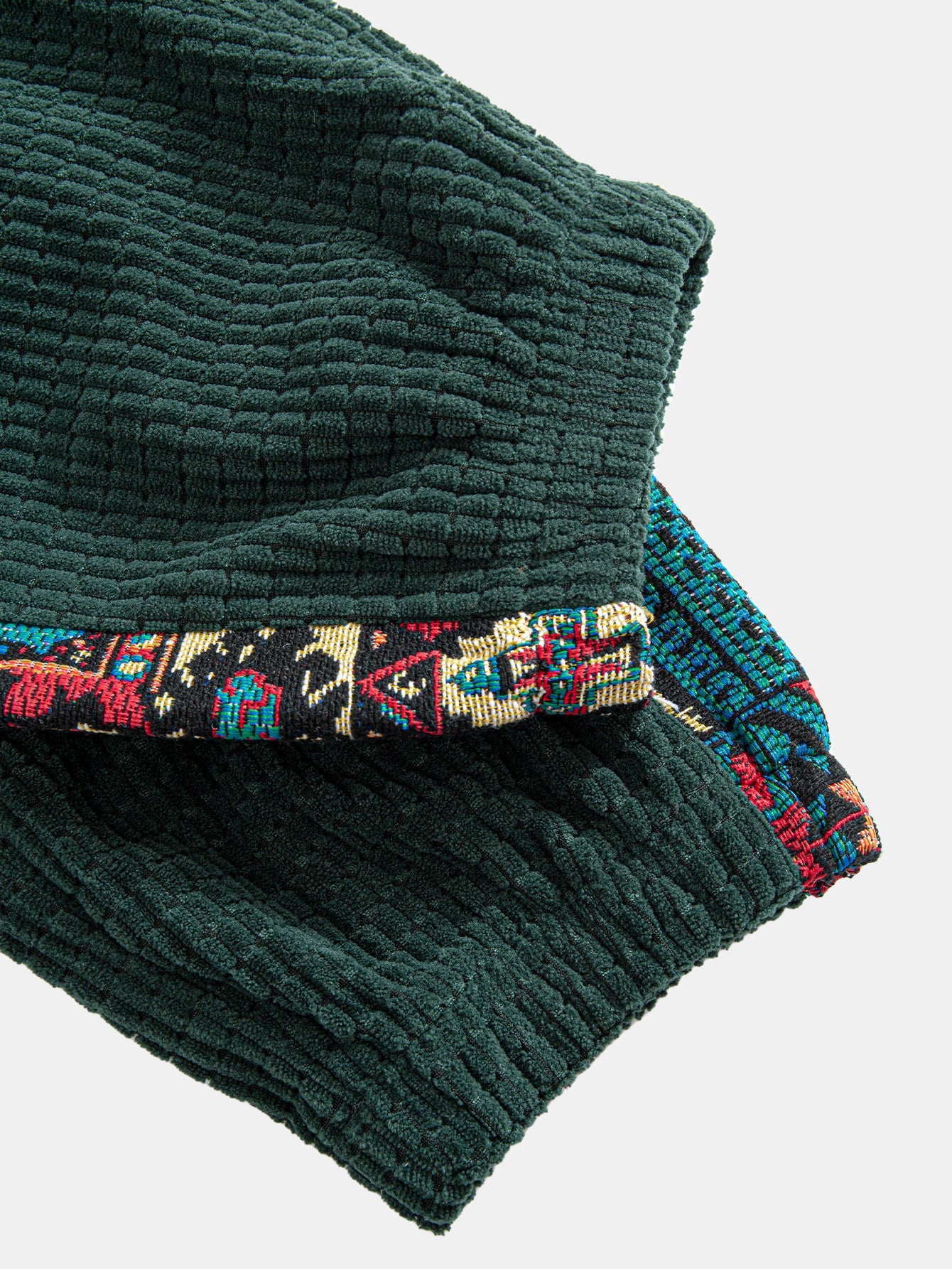 Ethnic Geometric Jacquard Patchwork Corduroy Pants