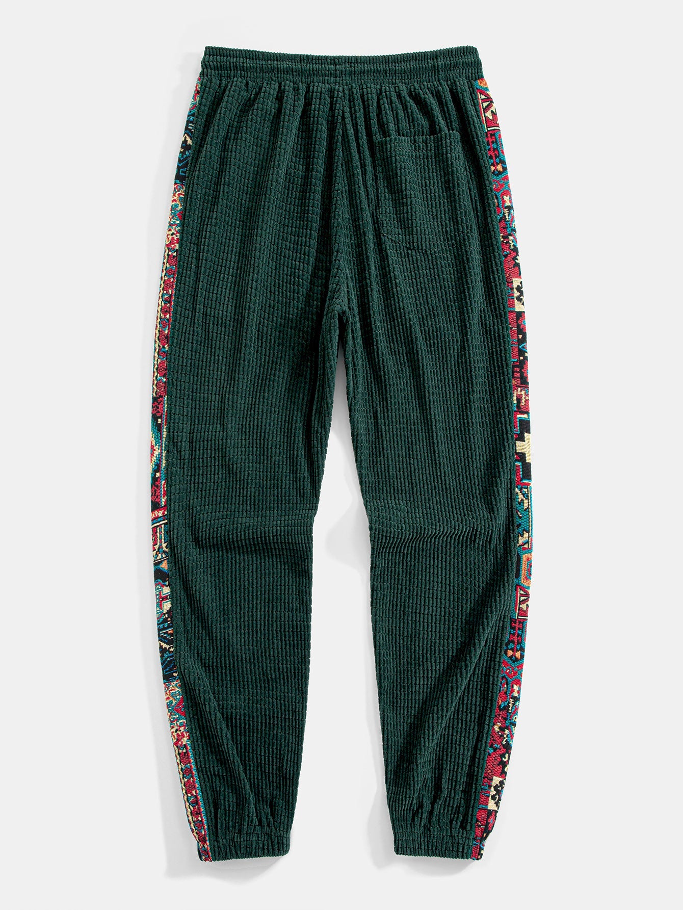 Ethnic Geometric Jacquard Patchwork Corduroy Pants
