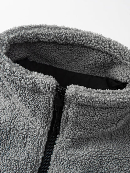 Color Block Teddy Zip-Up Jacket