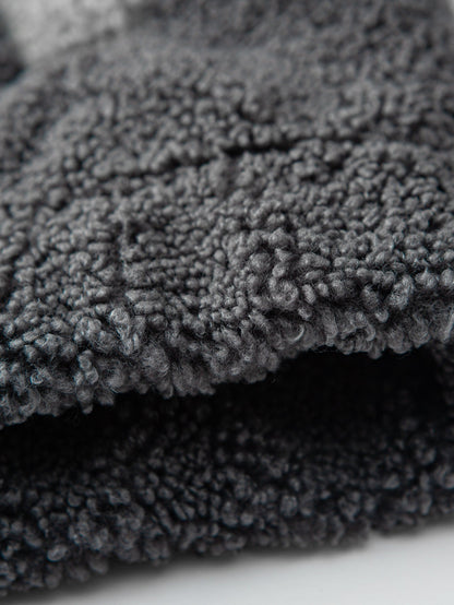 Color Block Teddy Zip-Up Jacket