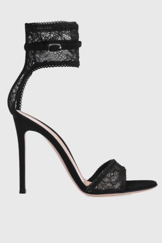 Florence Lace Strap Sandals - Black