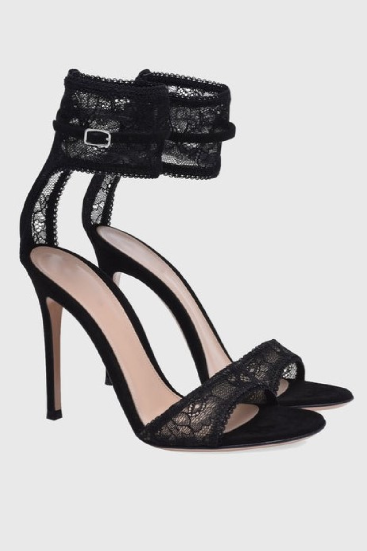 Florence Lace Strap Sandals - Black