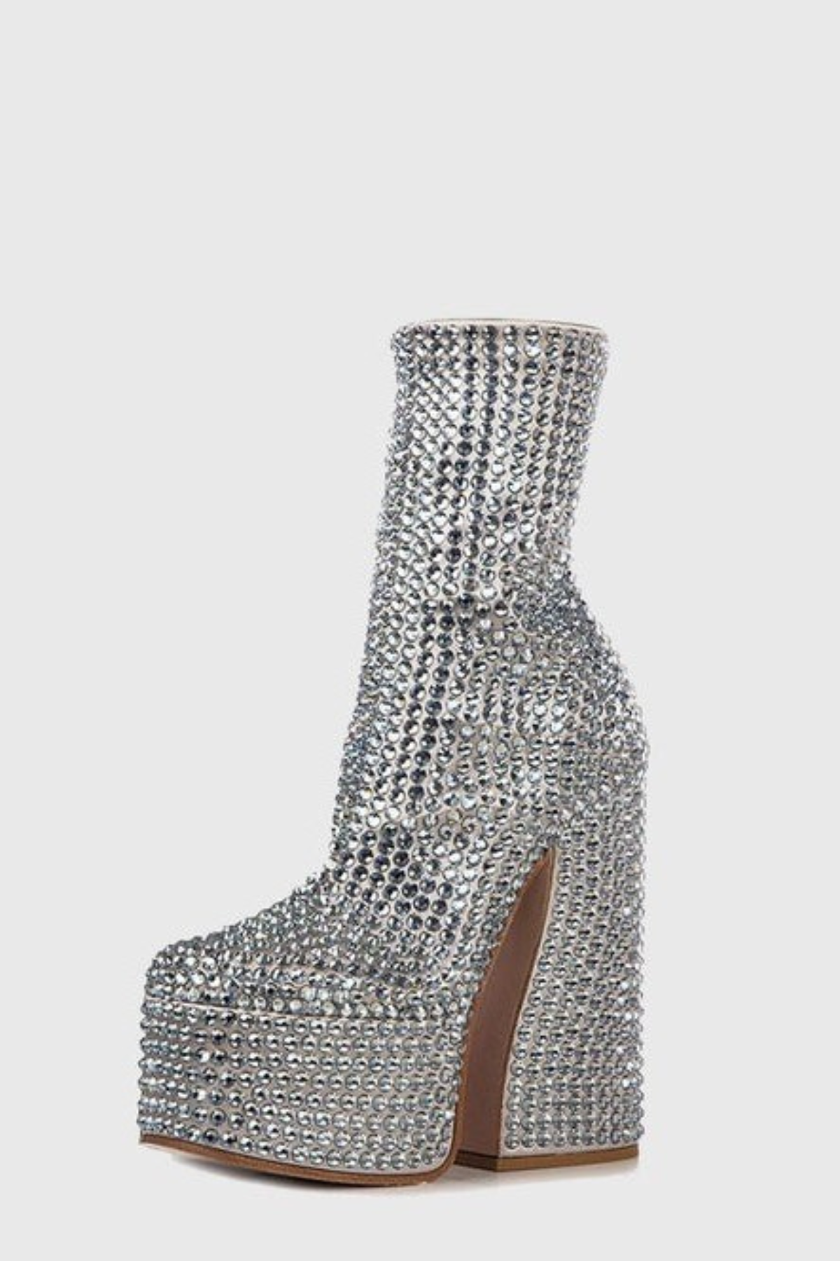 Evie Crystal Embellished Platform Boots - Silver