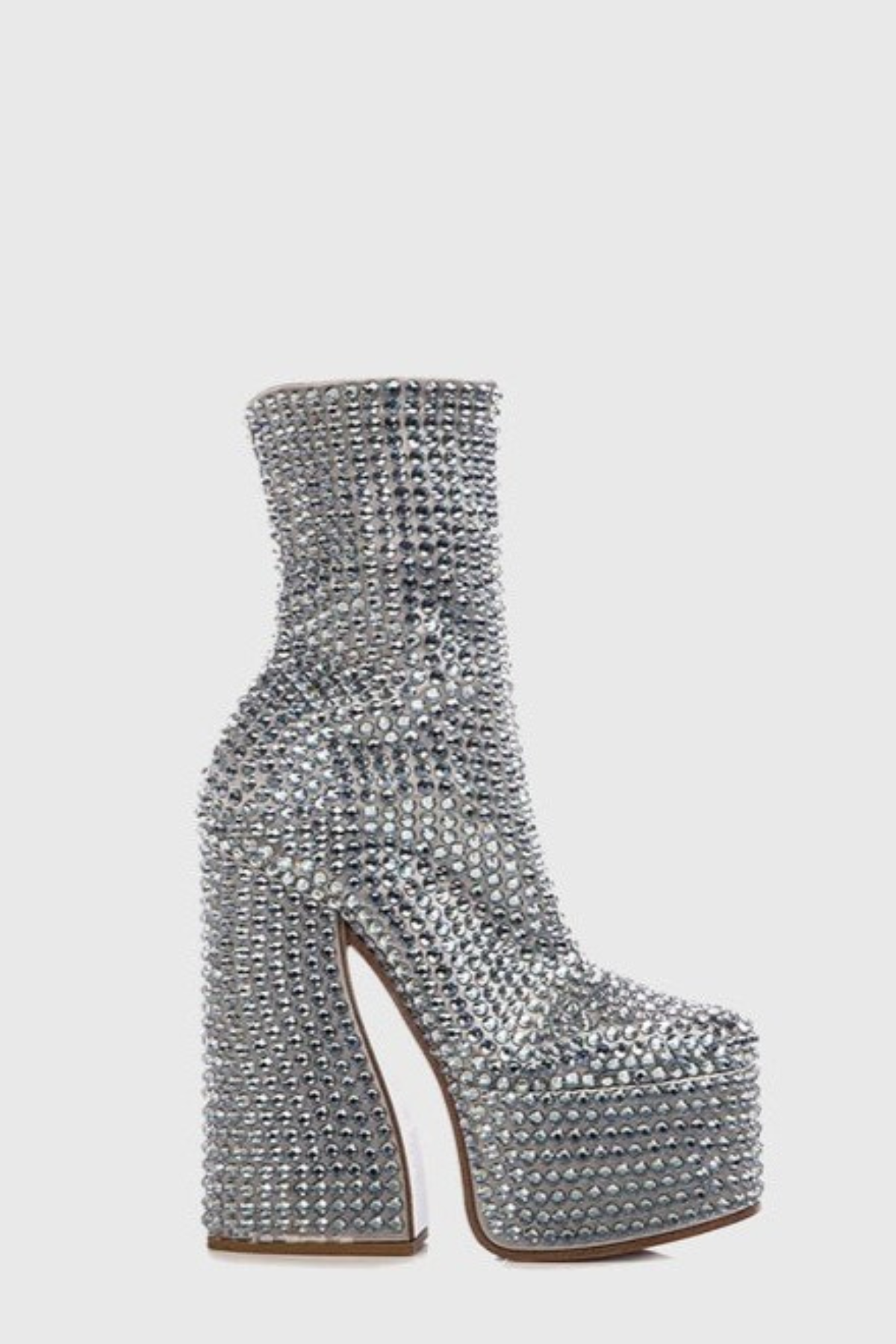 Evie Crystal Embellished Platform Boots - Silver