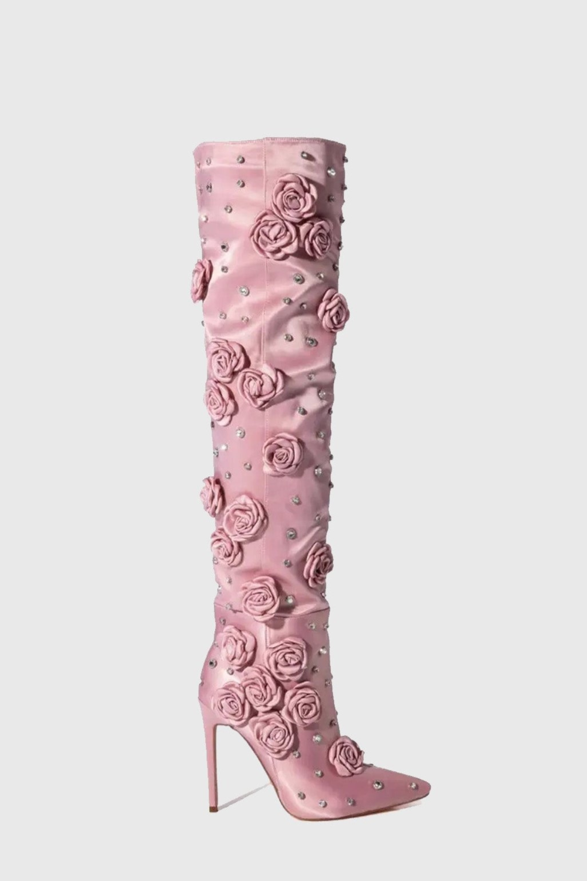 Liya Floral Rhinestone Knee High Boots
