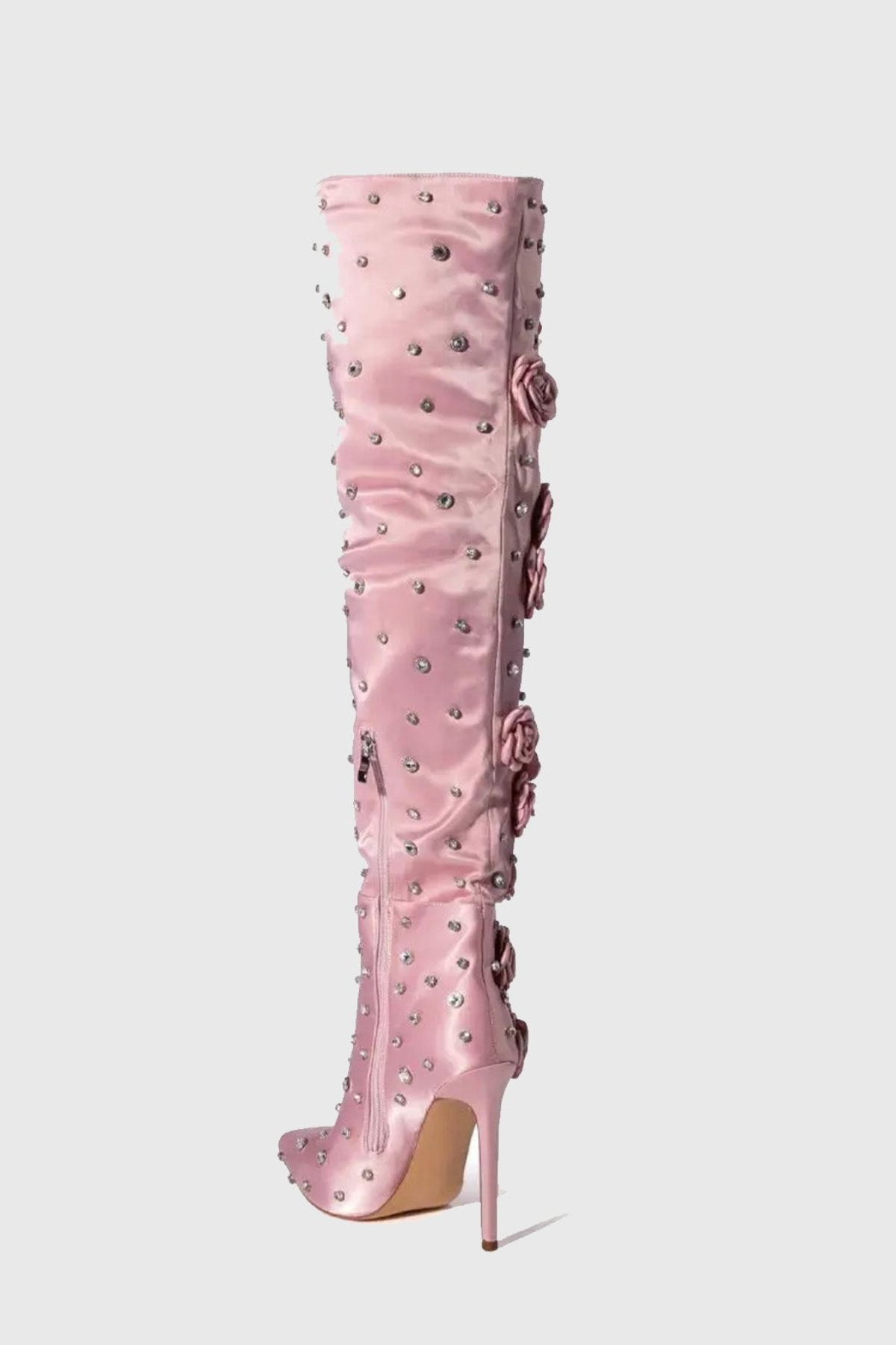 Liya Floral Rhinestone Knee High Boots