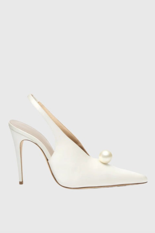 Amelia Pearl Satin Slingback Pumps - White