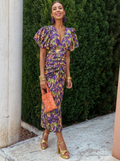 ARVELYNE™  | Vivid Pleated Midi Dress